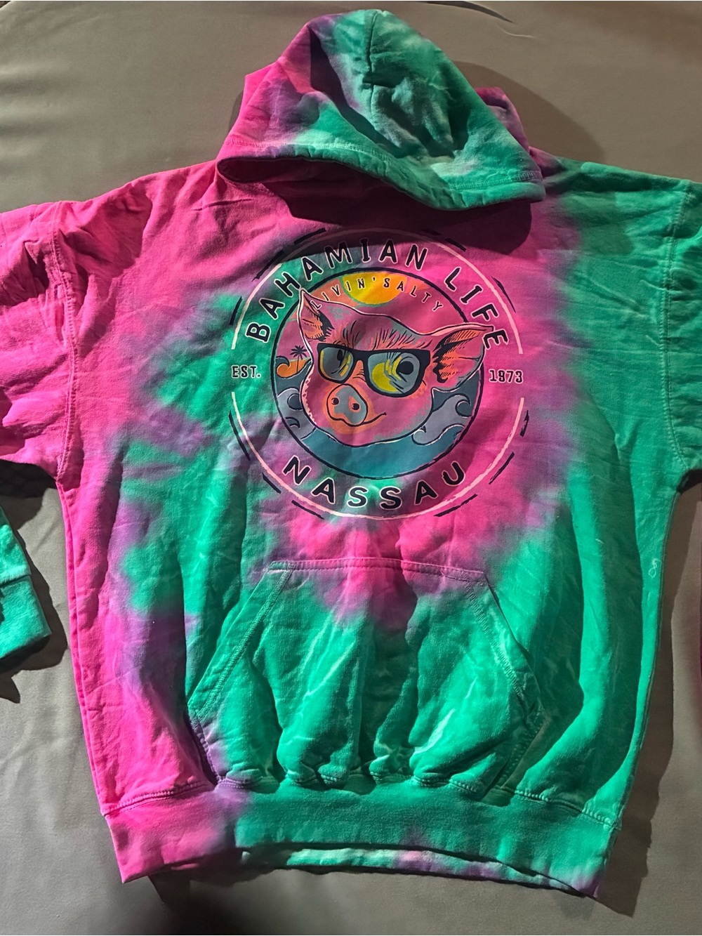 & Other Stories Pink And Green Tie-Dye Bahamian Life Nassau Hoodie
